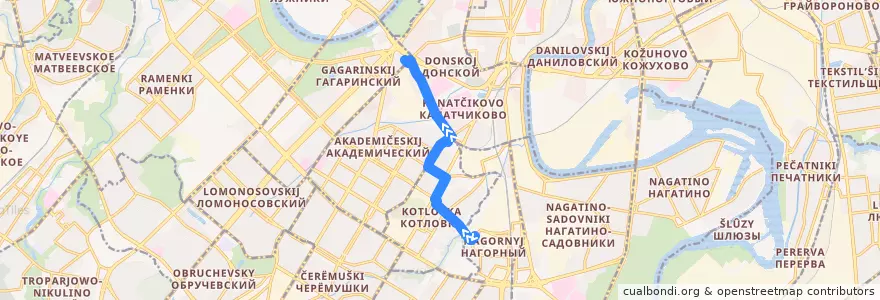 Mapa del recorrido Автобус 317: Метро "Нагорная" - Метро "Ленинский Проспект" de la línea  en Юго-Западный административный округ.
