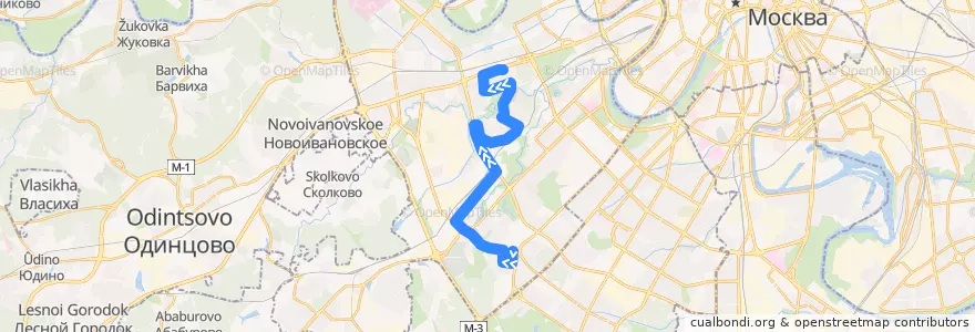 Mapa del recorrido Автобус 329: Метро "Юго-Западная" - Метро "Славянский бульвар" de la línea  en Западный административный округ.