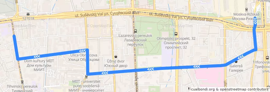 Mapa del recorrido Автобус 810: Рижский вокзал => Тихвинская улица de la línea  en Москва.