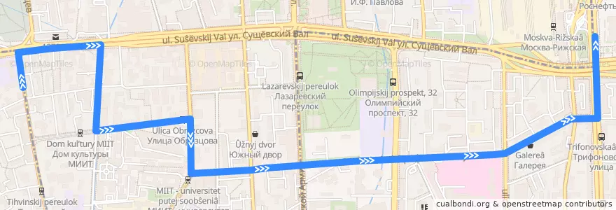 Mapa del recorrido Автобус 810: Тихвинская улица => Рижский вокзал de la línea  en Москва.
