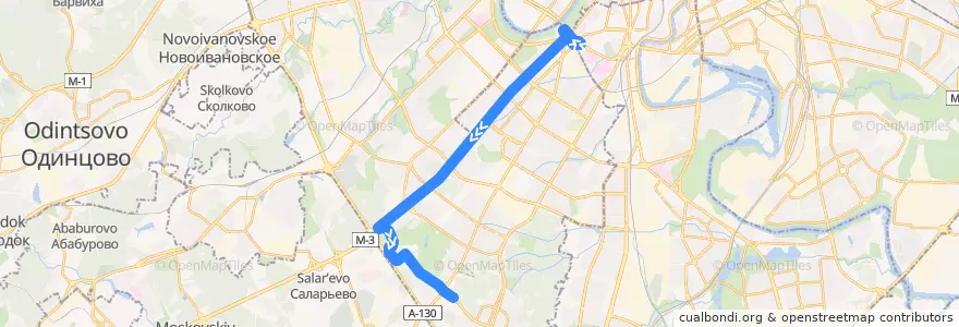 Mapa del recorrido Автобус 533: Метро "Ленинский Проспект" => Метро «Тёплый Стан» de la línea  en Юго-Западный административный округ.