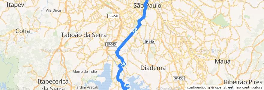 Mapa del recorrido 5317-10 Praça do Correio de la línea  en 聖保羅.