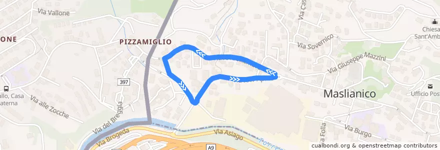 Mapa del recorrido 6 Breccia de la línea  en Maslianico.