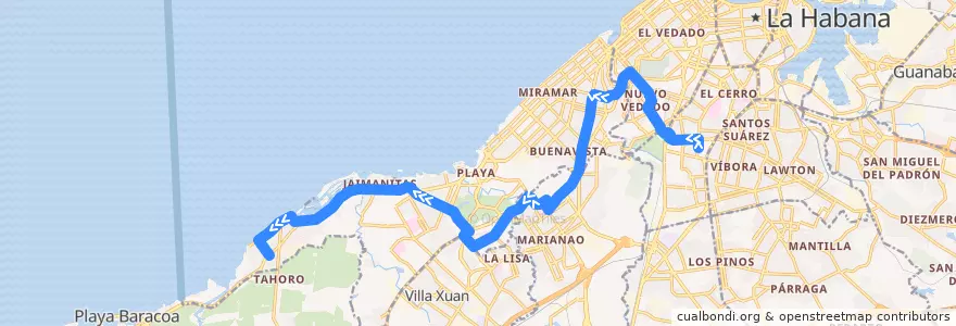 Mapa del recorrido Ruta A51 Palatino => Santa Fe de la línea  en Гавана.