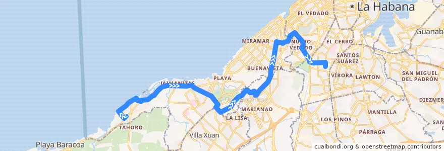 Mapa del recorrido Ruta A51 Santa Fe => Palatino de la línea  en Havana.
