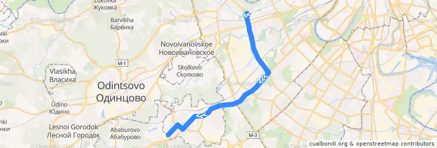 Mapa del recorrido Автобус 459: метро "Кунцевская" - улица Федосьино de la línea  en Westlicher Verwaltungsbezirk.