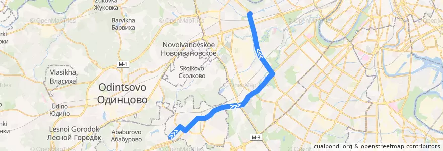 Mapa del recorrido Автобус 459: улица Федосьино - метро "Кунцевская" de la línea  en Западный административный округ.