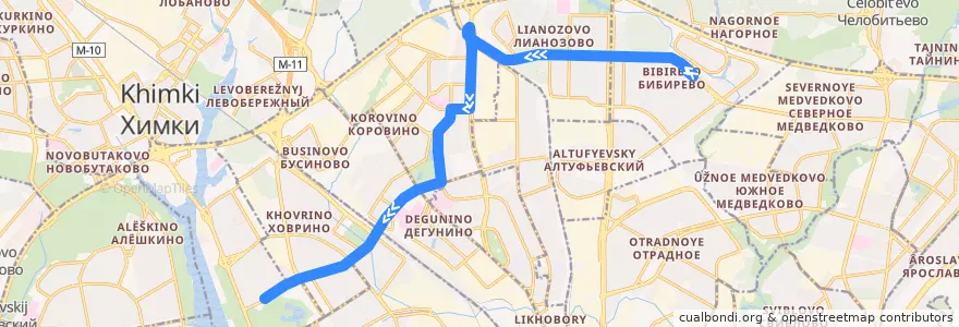 Mapa del recorrido Автобус 284: Улица Конёнкова => Метро «Речной вокзал» de la línea  en Москва.