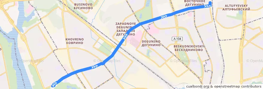Mapa del recorrido Автобус 857: Метро «Речной вокзал» => Станция Бескудниково de la línea  en Северный административный округ.