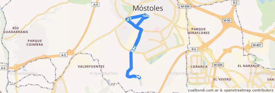 Mapa del recorrido Linea 2 de la línea  en Móstoles.