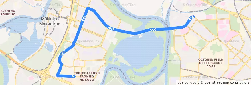 Mapa del recorrido Автобус 310: Метро "Щукинская" - ТЦ Метро de la línea  en Strogino District.