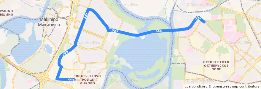 Mapa del recorrido Автобус 310: ТЦ Метро - Метро "Щукинская" de la línea  en район Строгино.