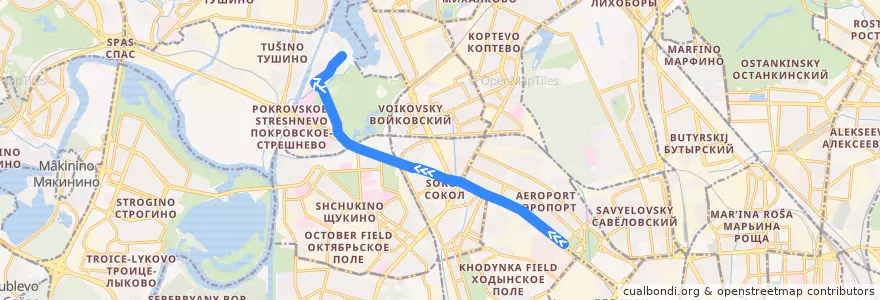 Mapa del recorrido Автобус 412: Улица Серёгина => Покровский берег de la línea  en Москва.