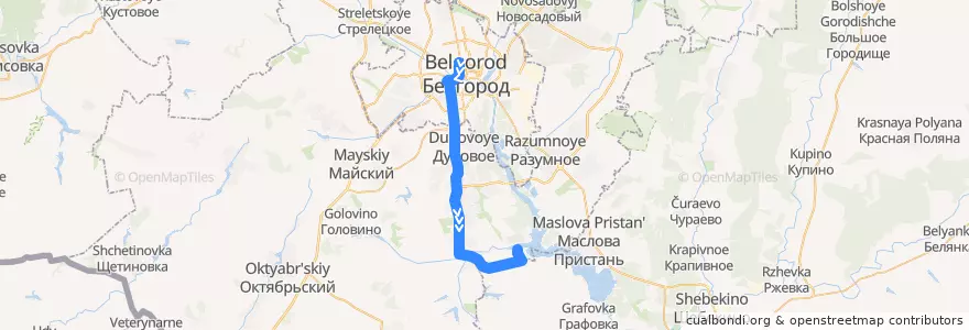 Mapa del recorrido 154 Энергомаш - Пуляевка de la línea  en Белгородский район.
