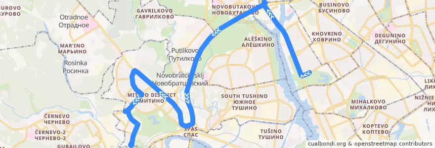 Mapa del recorrido Автобус 451: Метро "Речной вокзал" - 8-й микрорайон Митина de la línea  en Москва.
