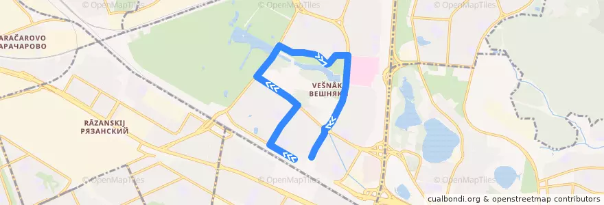 Mapa del recorrido Автобус 409: Метро Выхино - аллея Жемчуговой - Метро Выхино de la línea  en район Вешняки.