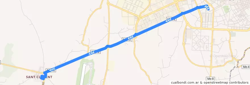 Mapa del recorrido Bus 21: Maó → Sant Climent de la línea  en Maó.