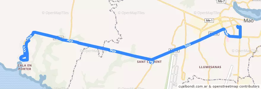 Mapa del recorrido Bus 31: Cala en Porter → Maó de la línea  en Minorque.