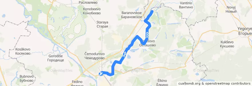 Mapa del recorrido Автобус №32: Воскресенск - Осташово - Потаповское de la línea  en городской округ Воскресенск.