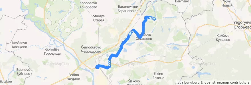 Mapa del recorrido Автобус №32: Потаповское - Осташово - Воскресенск de la línea  en городской округ Воскресенск.