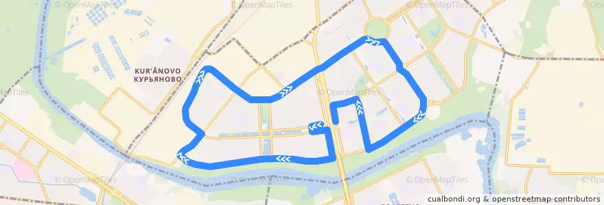 Mapa del recorrido Автобус 957: Марьино по часовой стрелке de la línea  en Москва.