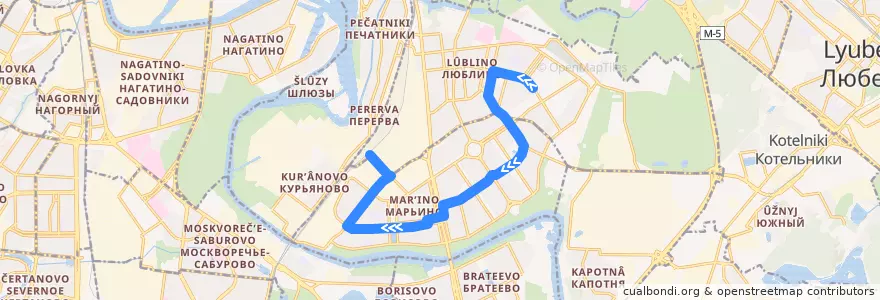 Mapa del recorrido Автобус 413: ТЦ Москва - Платформа Перерва de la línea  en Юго-Восточный административный округ.