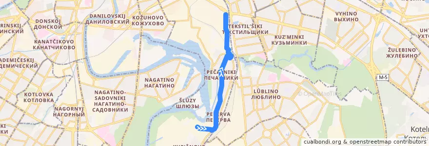 Mapa del recorrido Автобус 438: Батюнинский проезд (ГСПТС) - Метро "Текстильщики" de la línea  en Юго-Восточный административный округ.