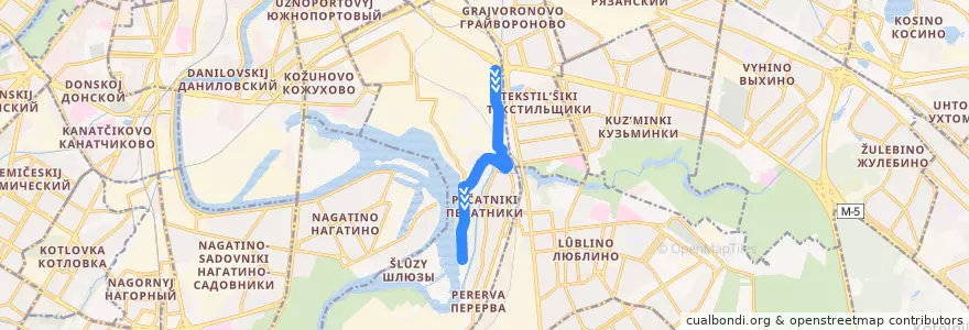Mapa del recorrido Автобус 426: Метро "Текстильщики" - Улица Гурьянова 77 de la línea  en район Печатники.