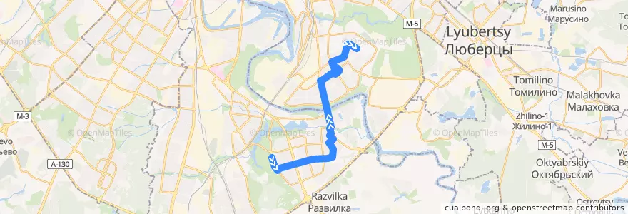 Mapa del recorrido Автобус 517: Метро "Орехово" – ТЦ "Москва" de la línea  en モスクワ.