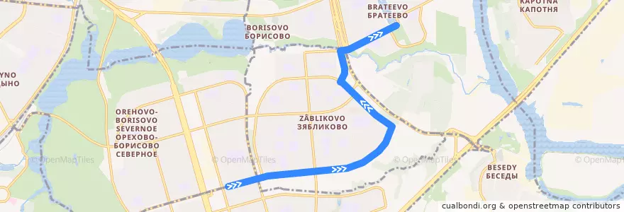 Mapa del recorrido Автобус 676: Метро "Домодедовская" - Метро "Зябликово" de la línea  en Южный административный округ.