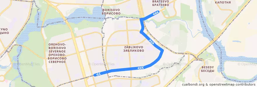Mapa del recorrido Автобус 676: Метро "Зябликово" - Метро "Домодедовская" de la línea  en Южный административный округ.