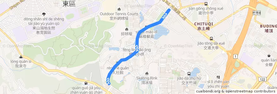Mapa del recorrido 清華校內公車 de la línea  en 東區.
