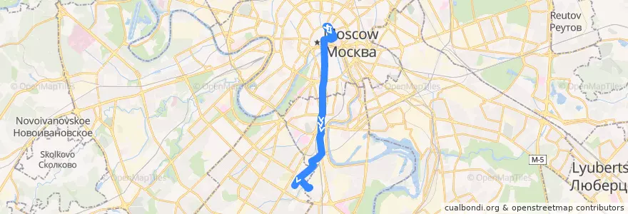 Mapa del recorrido Автобус м5: Лубянская площадь => Нагорный бульвар de la línea  en Москва.