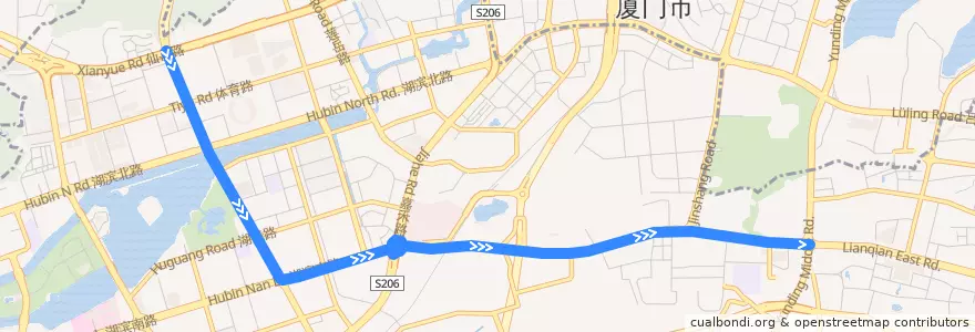 Mapa del recorrido bus 855 de la línea  en 思明区.