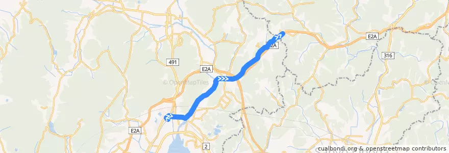 Mapa del recorrido 小月駅⇔肥田⇔ニュージーランド村 de la línea  en 下关市.