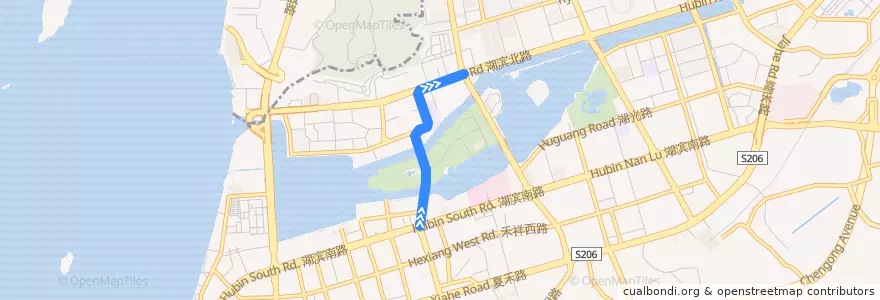 Mapa del recorrido bus 86 de la línea  en 쓰밍구.