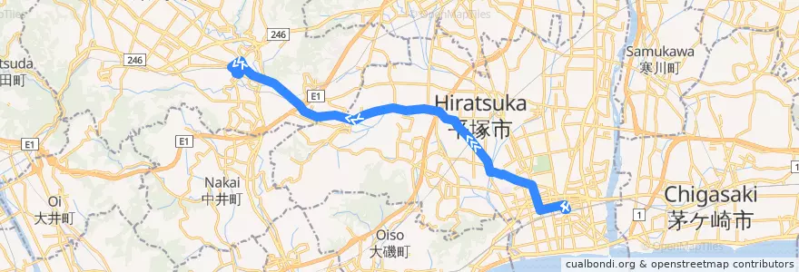 Mapa del recorrido 平71 de la línea  en 神奈川県.