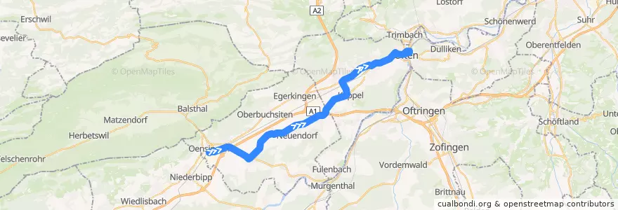Mapa del recorrido Bus 505: Oensingen => Olten, Bahnhof de la línea  en Solothurn.