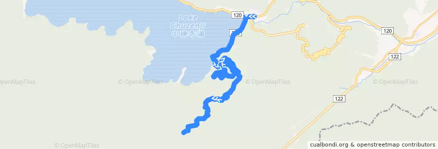 Mapa del recorrido G線 半月山行 de la línea  en 日光市.