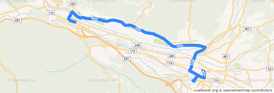 Mapa del recorrido 日光交通バス 下今市駅⇒今市特別支援学校⇒JR日光駅 de la línea  en 日光市.