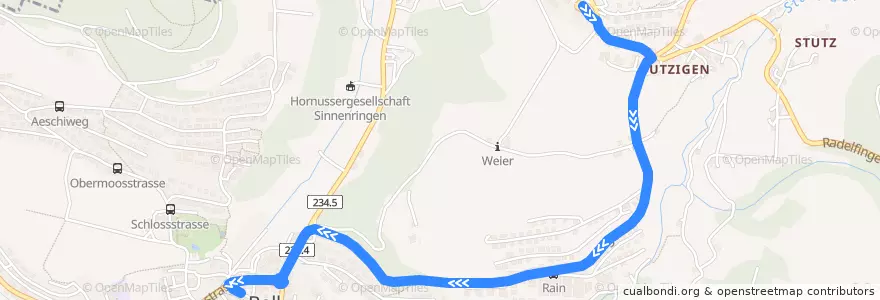 Mapa del recorrido Bus 781: Utzigen, Wohn- und Pflegeheim => Boll-Utzigen de la línea  en Vechigen.