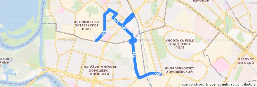 Mapa del recorrido Автобус 39к: Метро «Полежаевская» => Улица Расплетина de la línea  en North-Western Administrative Okrug.