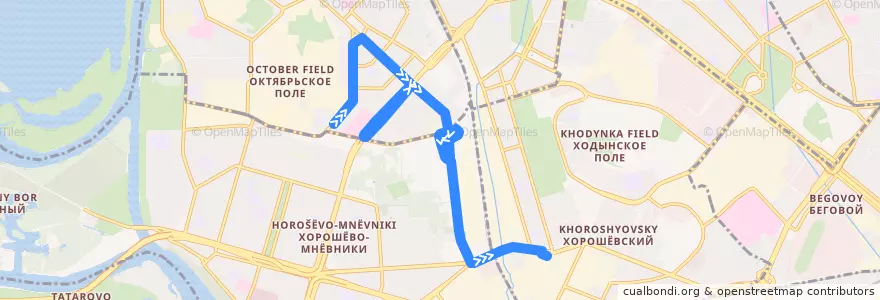 Mapa del recorrido Автобус 39к: Улица Расплетина => Метро «Полежаевская» de la línea  en Северо-Западный административный округ.