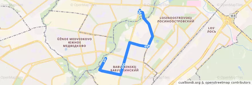 Mapa del recorrido Автобус 349: Осташковская улица => Чукотский проезд de la línea  en Nordöstlicher Verwaltungsbezirk.