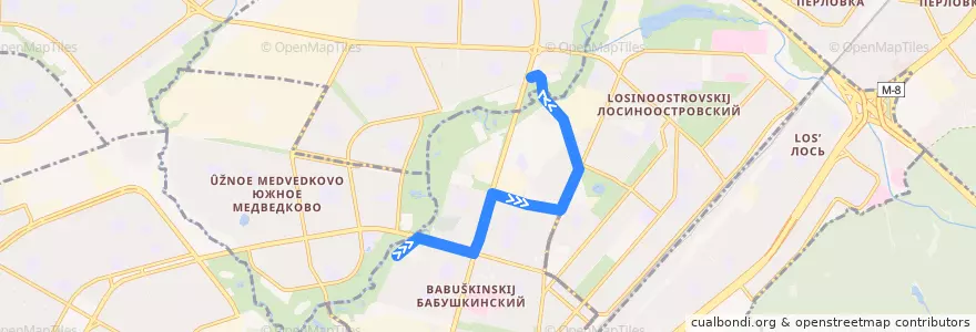 Mapa del recorrido Автобус 349: Чукотский проезд => Осташковская улица de la línea  en North-Eastern Administrative Okrug.
