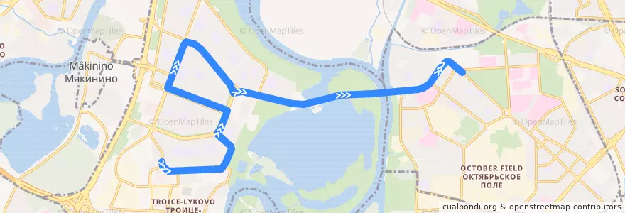 Mapa del recorrido Автобус №743 Улица Твардовского, 3 - Метро "Щукинская" de la línea  en район Строгино.