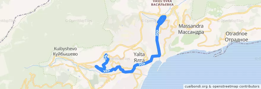 Mapa del recorrido Маршрут автобуса № 6: 10-й микрорайон - 5-й квартал de la línea  en городской округ Ялта.