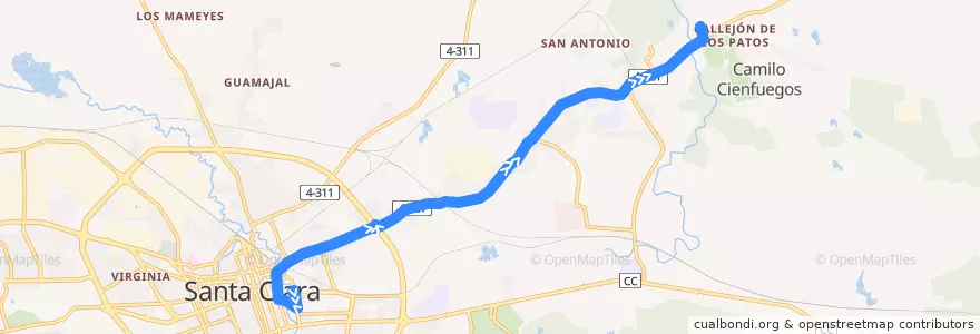 Mapa del recorrido Ruta 3 Ida de la línea  en Santa Clara.