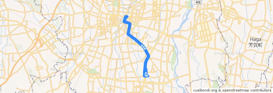Mapa del recorrido 関東自動車バス[01] 瑞穂野団地⇒宇都宮駅 de la línea  en Utsunomiya.