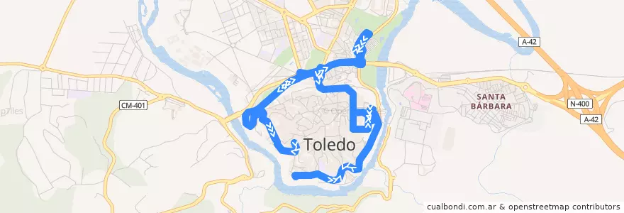 Mapa del recorrido Circular - Casco Histórico de la línea  en Toledo.